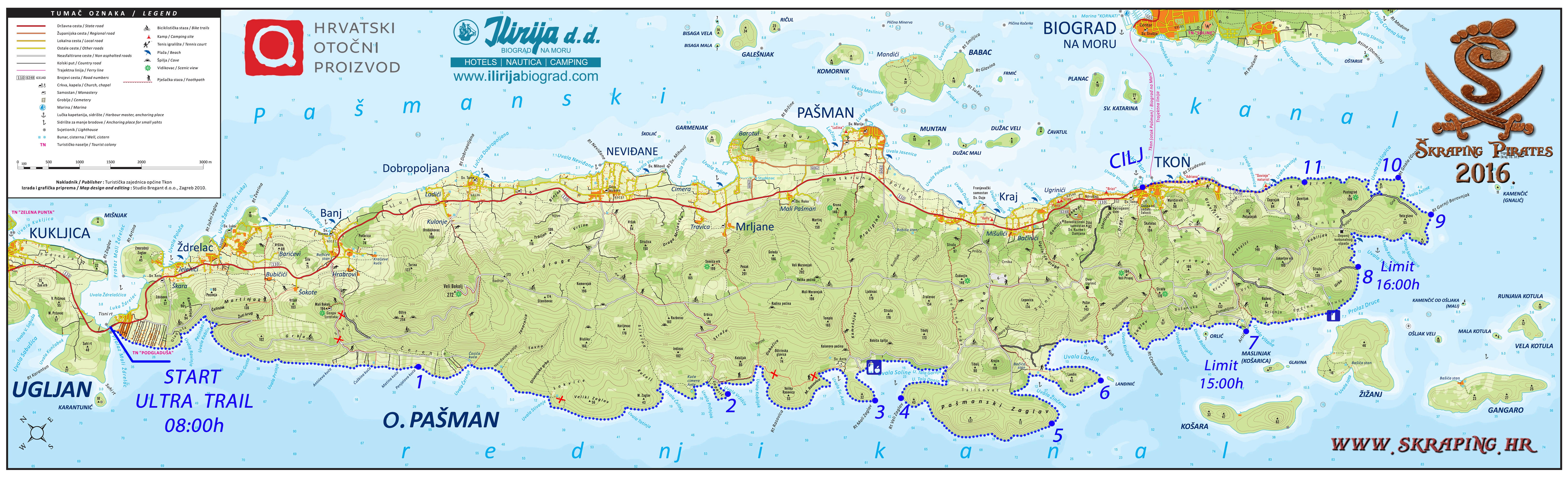 pašman karta otoka Instructions for Ultra Trail Category 2016. – Škraping Tkon  pašman karta otoka